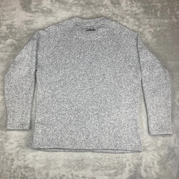 Cabelas Heathered Fleece Pullover Sweater Gray Zipper Pockets Men's XL - Picture 2 of 10